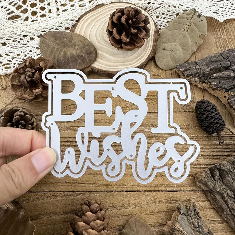 LZBRDY Best Wishes Words Embossing Metal Cutting Dies for Card Making & Scrapbooking, Birthday Thanksgiving Christmas Craft Die Cuts Stencil - Image 2